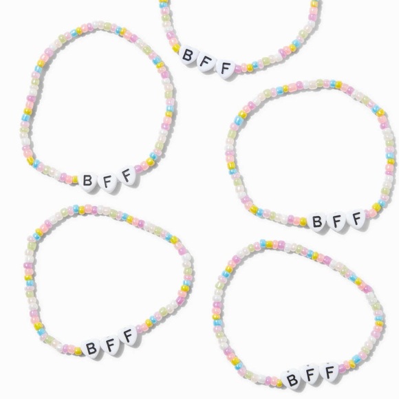 Claire’s Best Friends Microbeads “BFF” Stretch Bracelets - 5 Pack - Picture 4 of 6